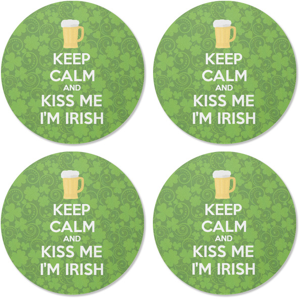Kiss Me I'm Irish Coaster Round Rubber Back - Apvl