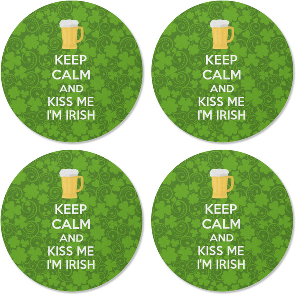 Kiss Me I'm Irish Coaster Round Rubber Back - Apvl