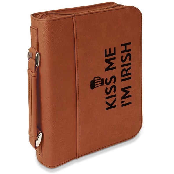 Custom Kiss Me I'm Irish Leatherette Bible Cover with Handle & Zipper - Small - Double Sided (Personalized)