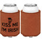 Kiss Me I'm Irish Cognac Leatherette Can Sleeve - Single Sided Front and Back
