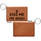 Kiss Me I'm Irish Cognac Leatherette Keychain ID Holders - Front Apvl