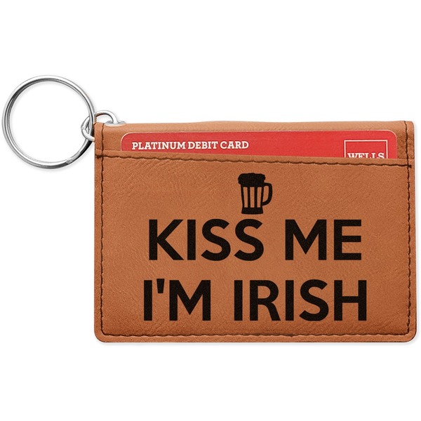 Custom Kiss Me I'm Irish Leatherette Keychain ID Holder - Single Sided (Personalized)