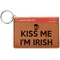 Kiss Me I'm Irish Cognac Leatherette Keychain ID Holders - Front Credit Card