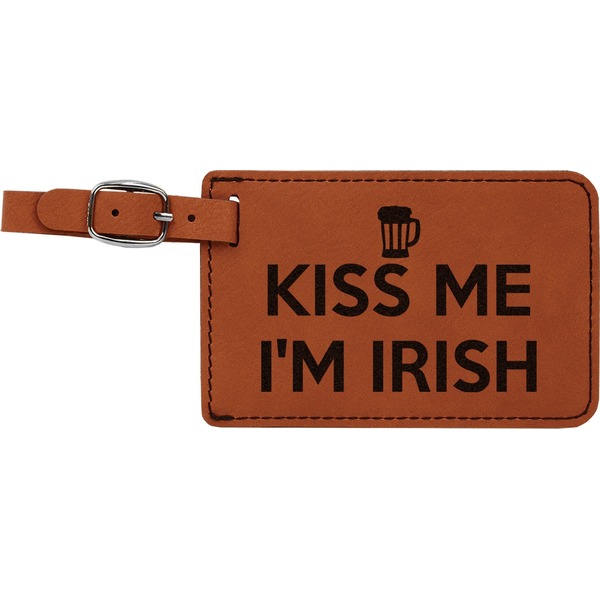 Custom Kiss Me I'm Irish Leatherette Luggage Tag (Personalized)