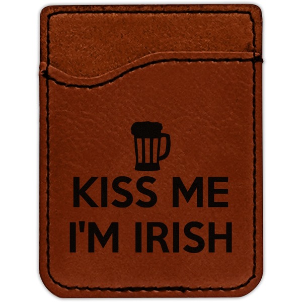 Kiss Me I'm Irish Cognac Leatherette Phone Wallet close up