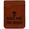 Kiss Me I'm Irish Cognac Leatherette Phone Wallet close up