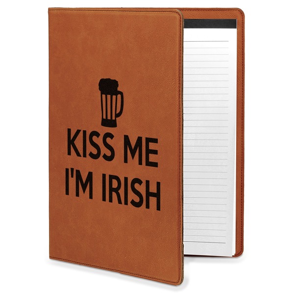 Custom Kiss Me I'm Irish Leatherette Portfolio with Notepad - Large - Single Sided (Personalized)
