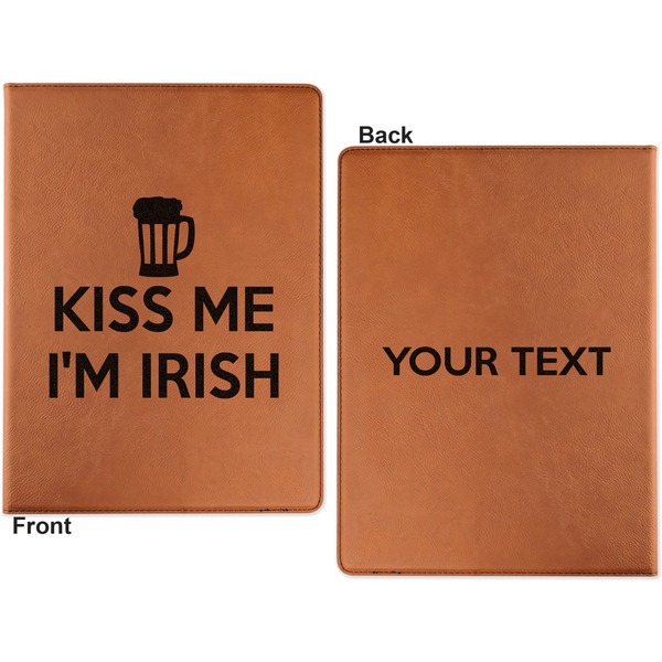 Kiss Me I'm Irish Cognac Leatherette Portfolios with Notepad - Small - Double Sided- Apvl