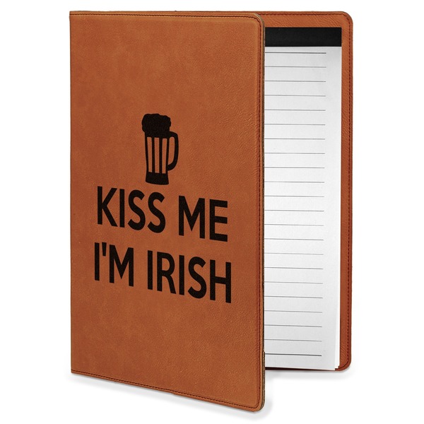 Custom Kiss Me I'm Irish Leatherette Portfolio with Notepad - Small - Double Sided (Personalized)