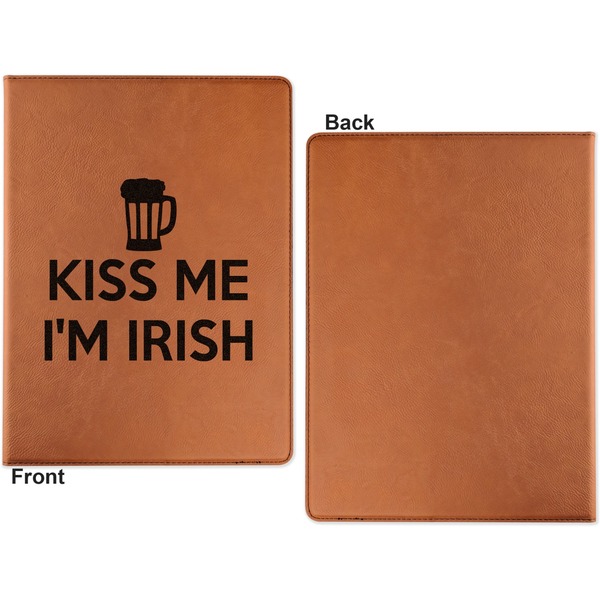 Kiss Me I'm Irish Cognac Leatherette Portfolios with Notepad - Small - Single Sided- Apvl