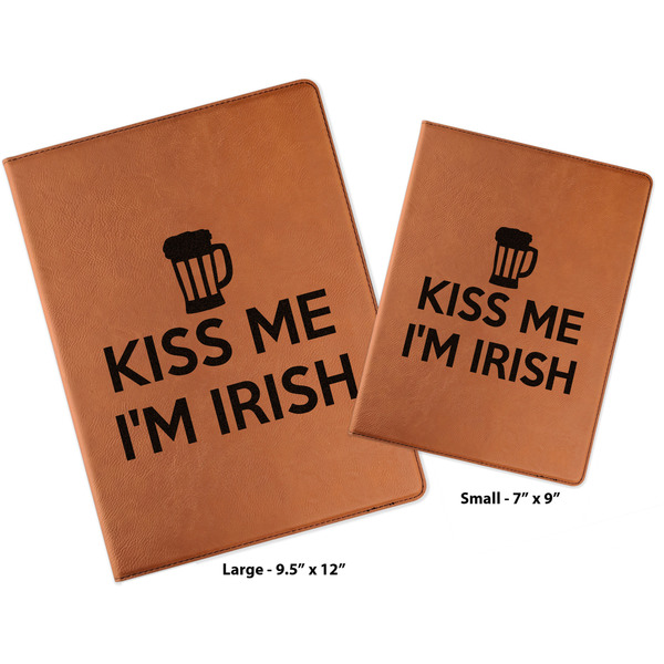 Kiss Me I'm Irish Cognac Leatherette Portfolios with Notepad - Compare Sizes