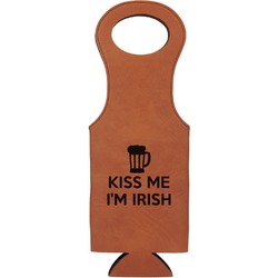 Kiss Me I'm Irish Leatherette Wine Tote - Single Sided (Personalized)