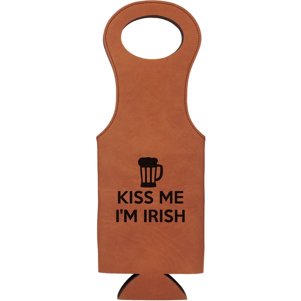 Custom Kiss Me I'm Irish Leatherette Wine Tote - Double Sided (Personalized)