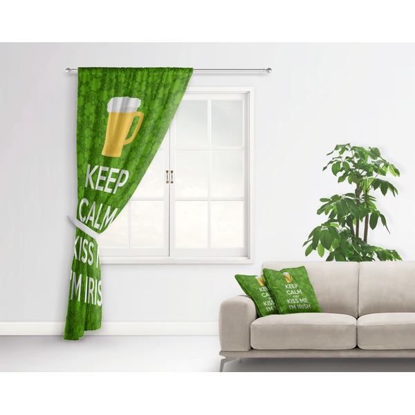 Kiss Me I'm Irish Curtain With Window and Rod - in Room Matching Pillow