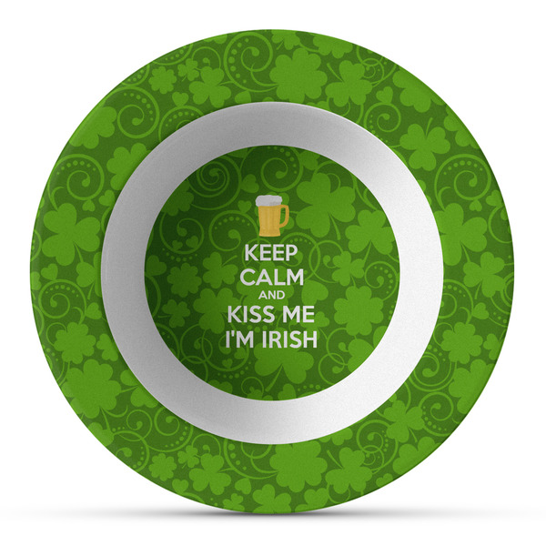Custom Kiss Me I'm Irish Plastic Bowl - Microwave Safe - Composite Polymer (Personalized)