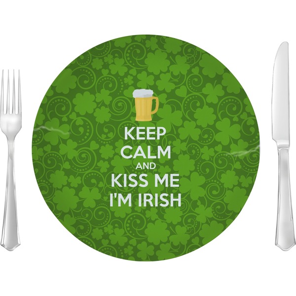 Custom Kiss Me I'm Irish Glass Lunch / Dinner Plate 10" (Personalized)