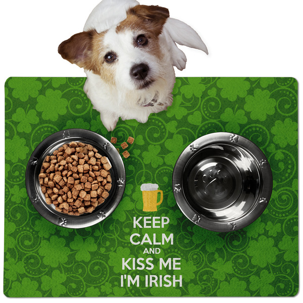 Kiss Me I'm Irish Dog Food Mat - Medium LIFESTYLE