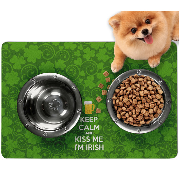 Custom Kiss Me I'm Irish Dog Food Mat - Small