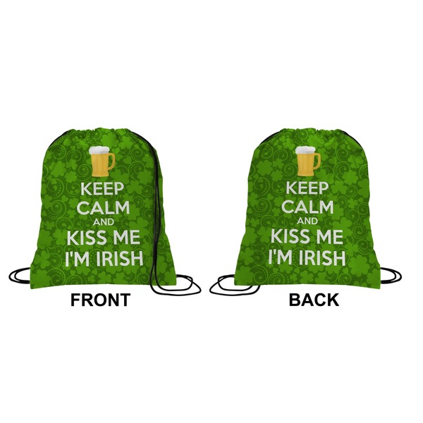 Kiss Me I'm Irish Drawstring Backpack Front & Back Medium
