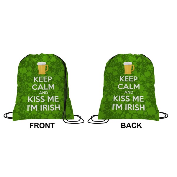 Kiss Me I'm Irish Drawstring Backpack Front & Back Small