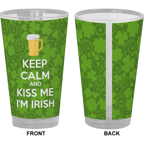 Kiss Me I'm Irish Pint Glass - Full Color - Front & Back Views