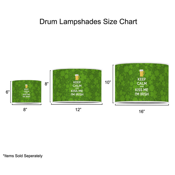 Kiss Me I'm Irish Drum Lampshades - Sizing Chart
