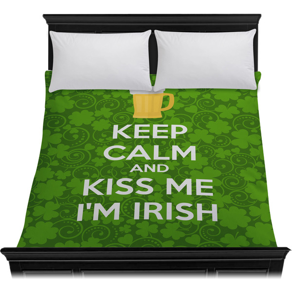Kiss Me I'm Irish Duvet Cover - Queen - On Bed - No Prop