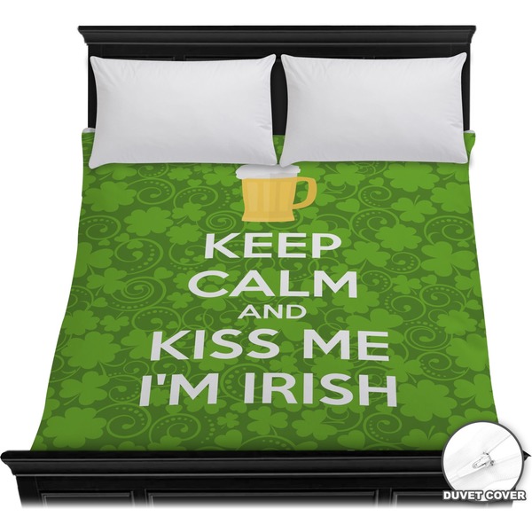 Custom Kiss Me I'm Irish Duvet Cover - Full / Queen (Personalized)