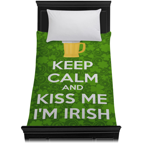 Kiss Me I'm Irish Duvet Cover - Twin XL - On Bed - No Prop