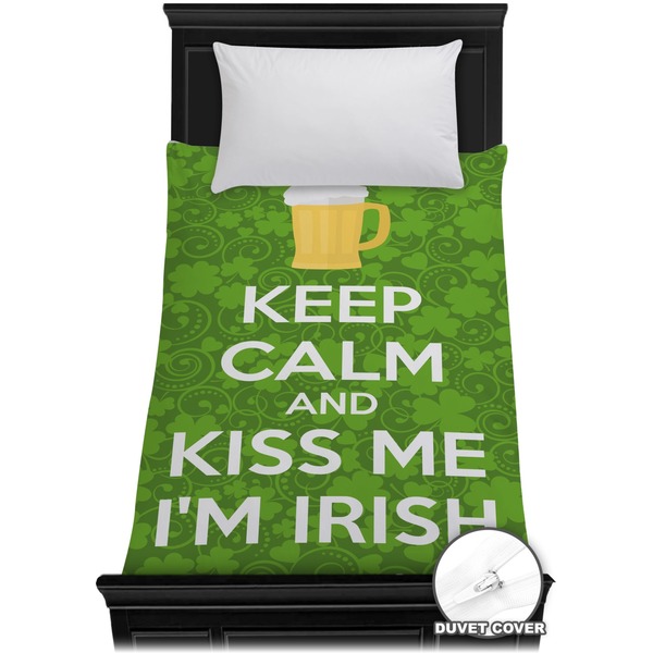 Custom Kiss Me I'm Irish Duvet Cover - Twin (Personalized)