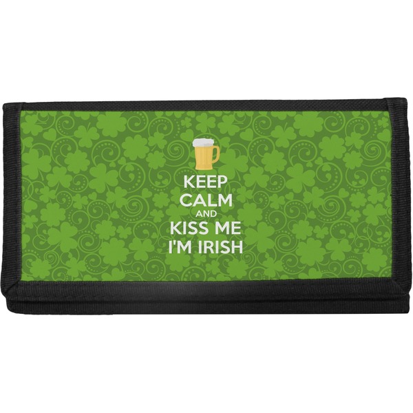 Custom Kiss Me I'm Irish Canvas Checkbook Cover (Personalized)
