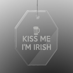 Kiss Me I'm Irish Engraved Glass Ornament - Octagon
