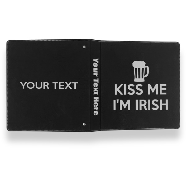 Kiss Me I'm Irish Leather Binder - 1" - Black- Back Spine Front View
