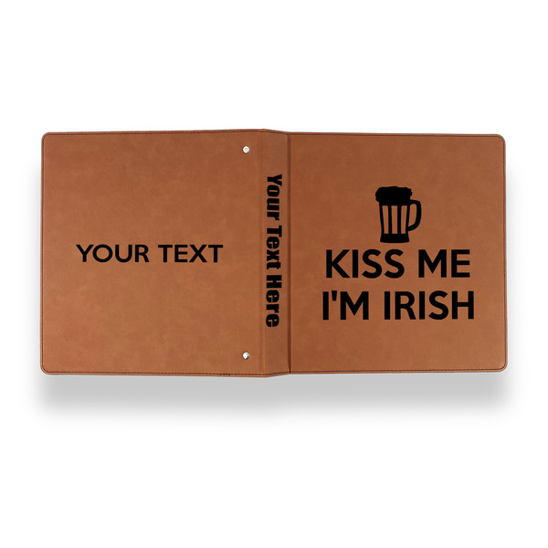 Kiss Me I'm Irish Leather Binder - 1" - Rawhide - Back Spine Front View