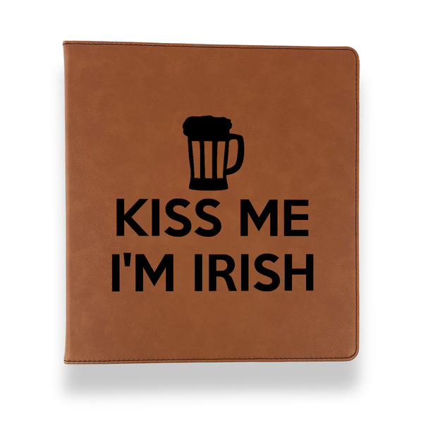 Kiss Me I'm Irish Leather Binder - 1" - Rawhide - Front View