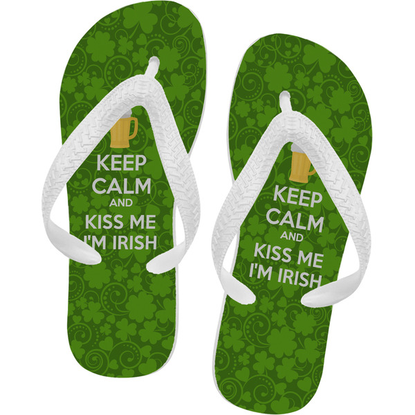 Custom Kiss Me I'm Irish Flip Flops - Large (Personalized)