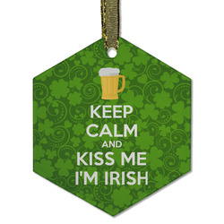 Kiss Me I'm Irish Flat Glass Ornament - Hexagon
