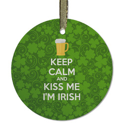 Kiss Me I'm Irish Flat Glass Ornament - Round