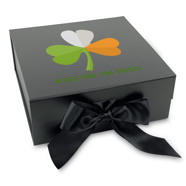 Custom Kiss Me I'm Irish Gift Box with Magnetic Lid - Black