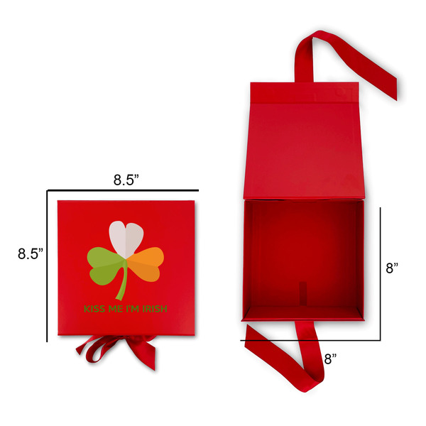 Kiss Me I'm Irish Gift Boxes with Magnetic Lid - Red - Open & Closed