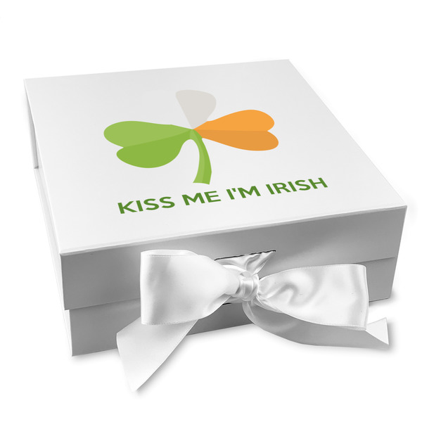 Custom Kiss Me I'm Irish Gift Box with Magnetic Lid - White