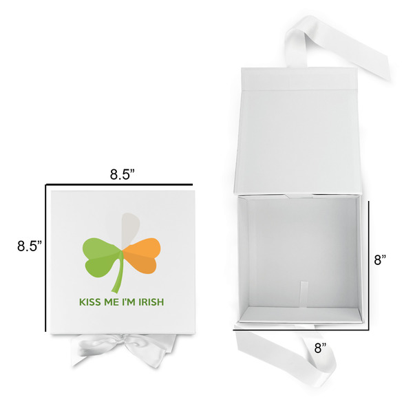 Kiss Me I'm Irish Gift Boxes with Magnetic Lid - White - Open & Closed