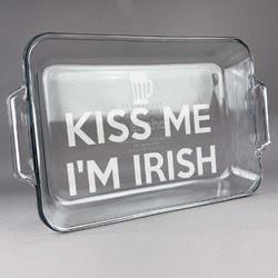 Kiss Me I'm Irish Glass Baking Dish with Truefit Lid - 13in x 9in