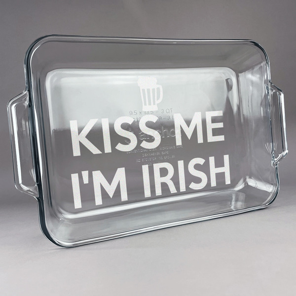Custom Kiss Me I'm Irish Glass Baking and Cake Dish