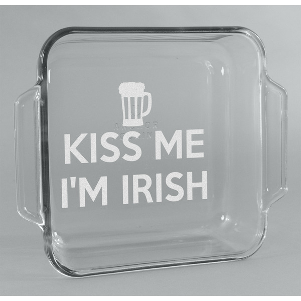 Custom Kiss Me I'm Irish Glass Cake Dish - 8in x 8in