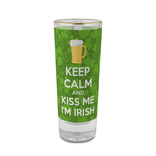 Custom Kiss Me I'm Irish 2 oz Shot Glass - Glass with Gold Rim