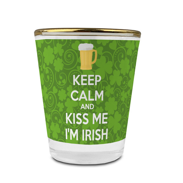 Custom Kiss Me I'm Irish Glass Shot Glass - 1.5 oz - with Gold Rim - Single