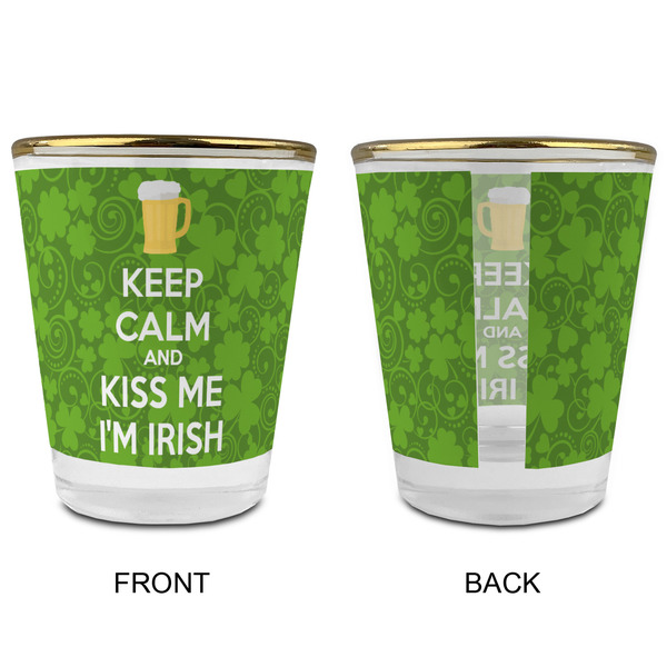 Kiss Me I'm Irish Glass Shot Glass - with gold rim - APPROVAL