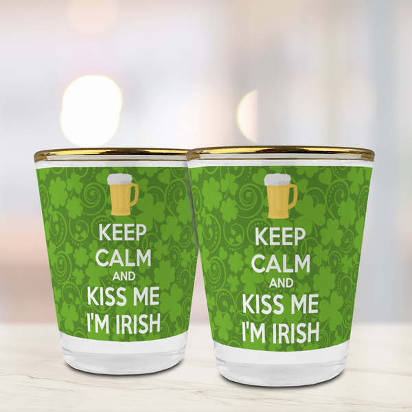 Kiss Me I'm Irish Glass Shot Glass - with gold rim - LIFESTYLE
