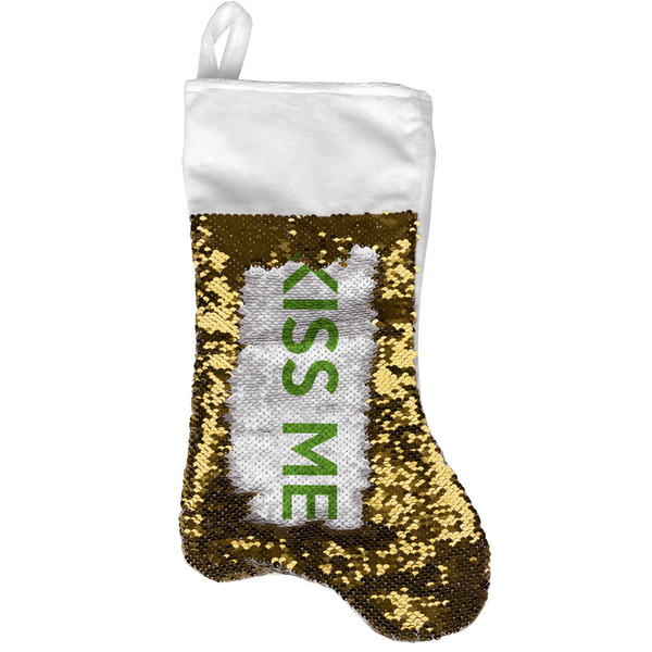 Kiss Me I'm Irish Gold Sequin Stocking - Front
